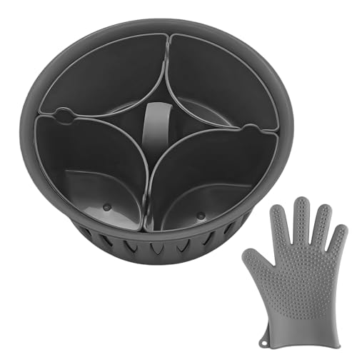 Thermomix Zubehör, 2-in-1 Eierkocher und Pochierer für Thermomix TM5 TM6, Pochierte Eier Form für Thermomix TM5 TM6, Eierformer für Gekochte Eier, Frühstück Eierdampfer und Handschuhe
