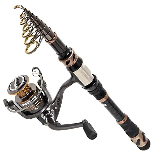 PLUSINNO Fishing Rod and Reel Combos - Carbon Fiber Telescopic Fishing Pole - Spinning Reel 12 +1 Shielded Bearings Stainless Steel BB,Travel Saltwater Freshwater Full Kit 6.89FT