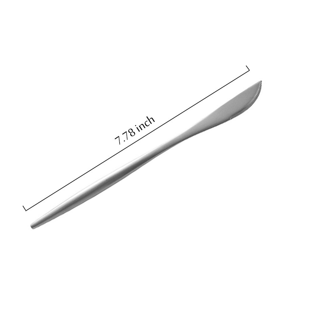 BRIIEC Silver 18/10 Stainles Steel Dessert Knife Set, Luxury Cutlery for Kitchen Hotel Restaurant Wedding Party, Matte Finish, Dishwasher Safe, Pack of 6