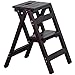 Drabiny 2 schodki Drabiny Mały stołek Składany przenośny stołek z litego drewna Drabina do użytku domowego Wielofunkcyjny stołek składany (czarny)