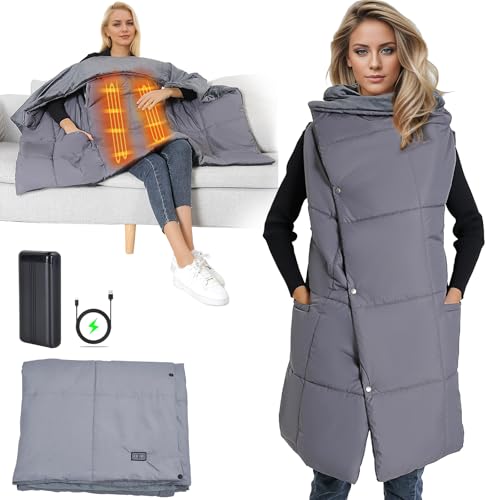 FTJKGH Heizdecke mit Akku Kabellos1600mAh 7.4V, Wärmedecke Elektrische mit...