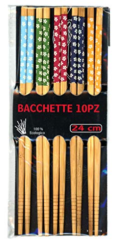 Bacchette Bastoncini Colorati Sushi Cinesi Giapponesi in Bambu Set 10 Pezzi 5 Colori