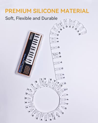 Image of BEATBIT Piano Notes Guide for Beginner, Removable Piano Keyboard Note Labels for Learning, 88-Key Full Size, Made of Silicone, No Need Stickers, Reusable and Comes with Box (Classic Black Pro)