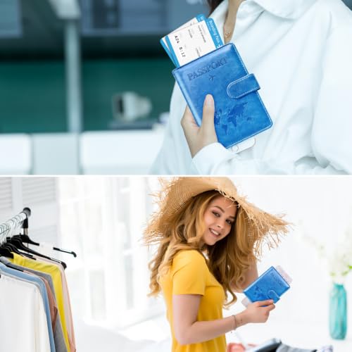 Image of Eoehro Passport Holder for Travel Essentials, Passport Wallet Cover Case for Travel Must Haves Accessories,Passport Book Holders for Women and Men(blue)