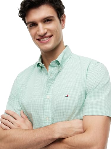 Image of Tommy Hilfiger Men's Short Sleeve Poplin Shirts in Regular Fit, Men's Button Down Shirts