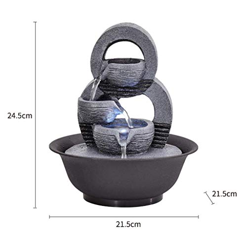 Wohnaccessoires Innenwasserbrunnen Harz Dekorativer Brunnen Innenbrunnen Kreative Desktop-Dekoration Statue Bergstein Feng Shui Brunnen Tischwasserbrunnen (Farbe: B) - Image 3