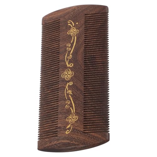 JOINPAYA Peine Pequeño de Madera de Sándalo de 12 Cm Dientes Finos y Detalles Dorados, Peine Anticaspa para Cuero Cabelludo Sensible, Accesorio Decorativo y Práctico para Mujeres, Hombres