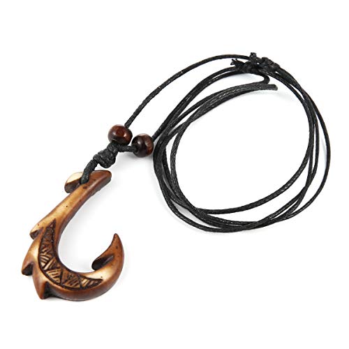 STWTR Men's and Women's Hawaiian Fish Hook Pendant Hemp Rope Chain-Maori Tribal Necklace4