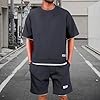 Dwevkeful Completo Uomo Elegante Estivo, Waffle 2 Pezzi Tuta Estiva Casual per Spiaggia Completa Tute da Ginnastica T Shirt Manica Corta + Pantaloncini Set Leggera Completi Sportivi #1