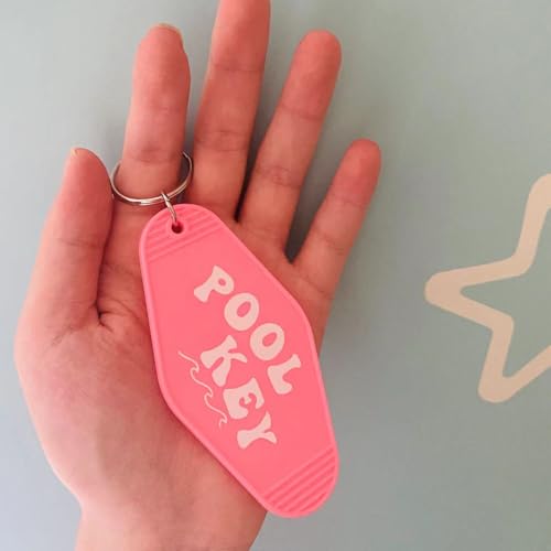 Image of Pool Key Keychain Plastic Vintage Motel Keychain Key Tag Pool Accessories for Women Men