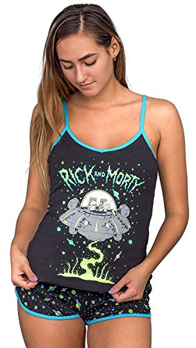 Briefly Stated Women's/Junior's Rick and Morty Spaceship Scene Pajama Tank Top and Shorts Set