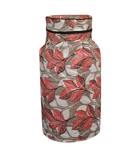Image of Woah Cotton DustProof and Dustproof LPG Gas Cylinder Cover| Top Design Stain| Dust| DustProof PVC LPG Gas Cylinder Cover, Polyester Gas Tank Cover Fits StandardG (Pack of 1, Pink Leaf)