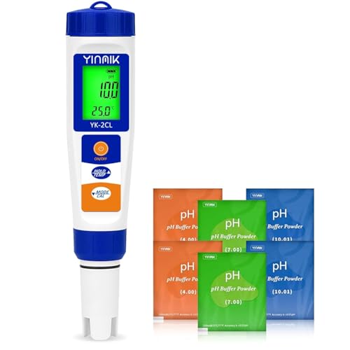 Testeur Piscine électronique Testeur pH Sel ChloreTesteur pH et Chlore Testeur Piscine 7 en 1 Professionnel pH Mètre Piscines d'e au Sel, Piscine pour