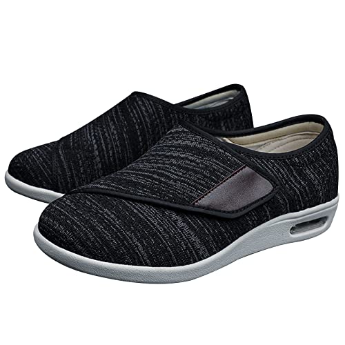 YUHAI Zapatillas para diabéticos para Hombre y Mujer, Zapatos para Caminar con pies hinchados Extra Anchos, Cierre Ajustable, Punta Cerrada, Zapatos de casa de Espuma viscoelástica, Black-37 Cover