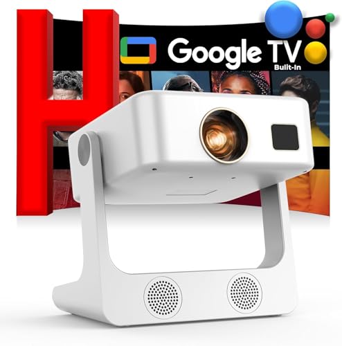 [Google TV/2000 ANSI/Voice Control/Built-in Apps] Outdoor Projector-4K with WiFi and Bluetooth: Portable-Movie-Smart-Projector, Sovboi 1080P 180° Stand Home-Ceiling-Proyector Compatible with Netflix