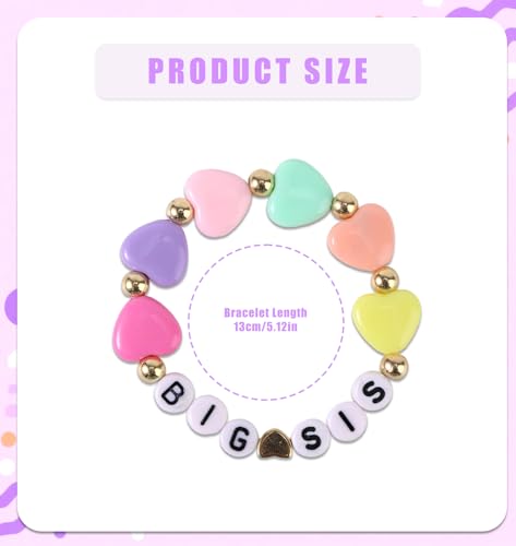 3pcs Big Sister Bracelets Set, 3 Style Colorful Acrylic Initial Beaded Bracelets with Butterfly Star Heart Charm Letter Jewelry Female Accessories for Big Sisters Gift2