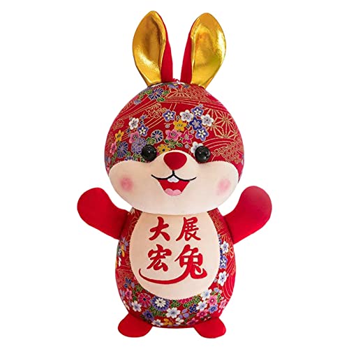 Gefülltes Kaninchen zum chinesischen Neujahr 2023 | Chinesisches Tierkreis-Jahr des Kaninchen-Maskottchen-Puppenspielzeugs | Zwölf Zodiac Collectibles Year Of Rabbit 2023 Dekorationen für Home Umifica Cover