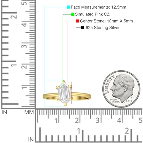 OMRANII 6 Claw Elongated Hexagon Solitaire Ring Cubic Zirconia Wedding Engagement Ring Solid 925 Sterling Silver4