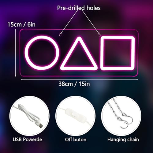 Image of WonderfulLife Game Logo Neon Sign for Gamer Zone Decor,Led Lights for Man Cave Bar or Bedroom Decoration.Perfect Birthday Gifts,5V USB Powered,Easy Hanging.