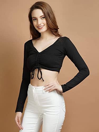 Image of Casual Regular Sleeves Solid Women Crop Top