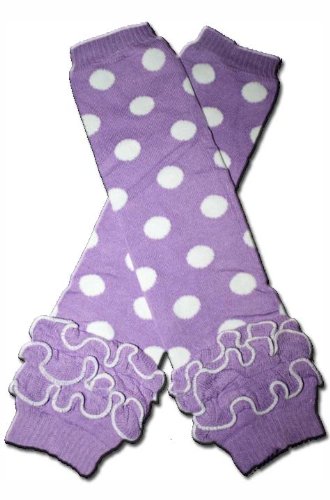 PURPLE WITH WHITE POLKADOTS - RUFFLE DOTS - Baby Leggings/Leggies/Leg Warmers for Cloth Diapers - Little Girls & Boys & ONE SIZE by 