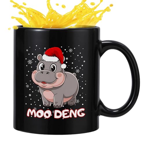 Samuliy Tazas de café navideñas, taza de café de cerámica con patrón de hipopótamo de 350 ml, tazas de té, taza de leche para desayuno, taza de agua potable para mujeres y hombres