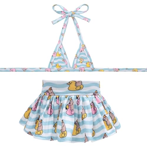 Image of CuteBone Dog Bikini Dress, Stylish Swimsuit Costume for Small Dogs, Comfortable & Adjustable Puppy Bathing Suit, Soft Outfit Pet Apparel for Beach, Pool and Summer Fun DB37XS