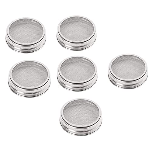 dissot Juego de 6 Kit de Tapa de Brote de Acero Inoxidable para Una Ventilación Apto para Frascos de AlbañIl de Boca de Conservas para Hacer Semillas de Orgánicos en Su Casa/Cocina