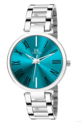 Image of IIK COLLECTION Watch for Women Round Studded Dial |Day and Date Quartz Movemnet |Long Battery Life|Stainless Steel Bracelet Chain Strap|Double Lock Clasp Safety Watches for Girls
