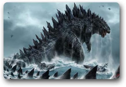 Godzilla fierce monster pattern mat custom home decoration indoor outdoor non-slip door mat rectangular fashion carpet bathroom hotel toilet flannel door mat 40 * 60cm
