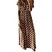 Produktbild SALUCIA Damen Sommerkleid Boho Bodenlänge Maxikleid Lässig V Ausschnitt Kurzarm Gepunktet Tailliert Lange Kleid Lose Dots Druck Falten Strandkleid Locker Partykleid für Urlaub Alltag Festliche