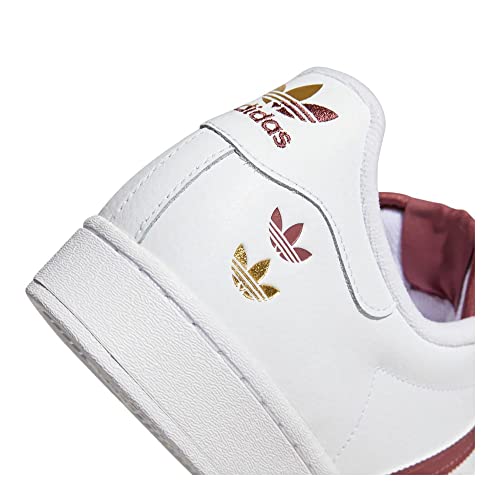 Image of adidas Originals Mens Superstar Classic Low Top Sneaker Shoe, Footwear White /Quiet Crimson /Gold Metallic, 10