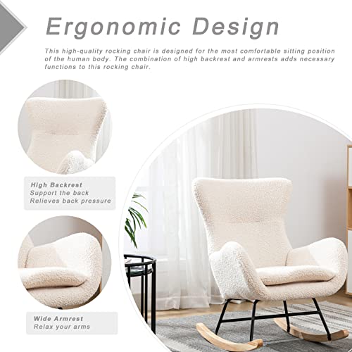 Kinffict Small Rocking Accent Chair, Uplostered Glider Rocker Armchair For Baby Nursery, Comfy Side Chair For Living Room, Bedroom (Beige), 32D X 26W X 37H In #TOP5