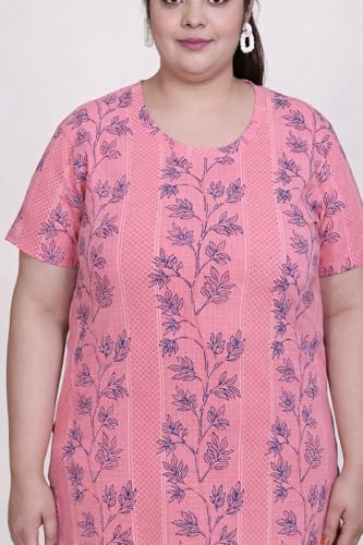 Image of RYSH Women's All-Over Printed Cotton Plus Size Longline T-Shirt with Pockets