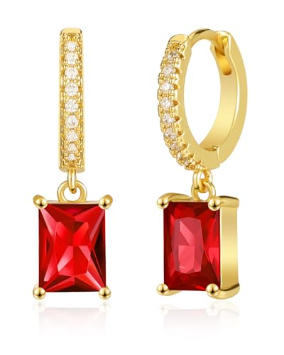 Small Hoop Earrings for Women, 18k Gold Plated Huggie Dangle Dainty Green Drop Earrings Jewelry For Women Gift