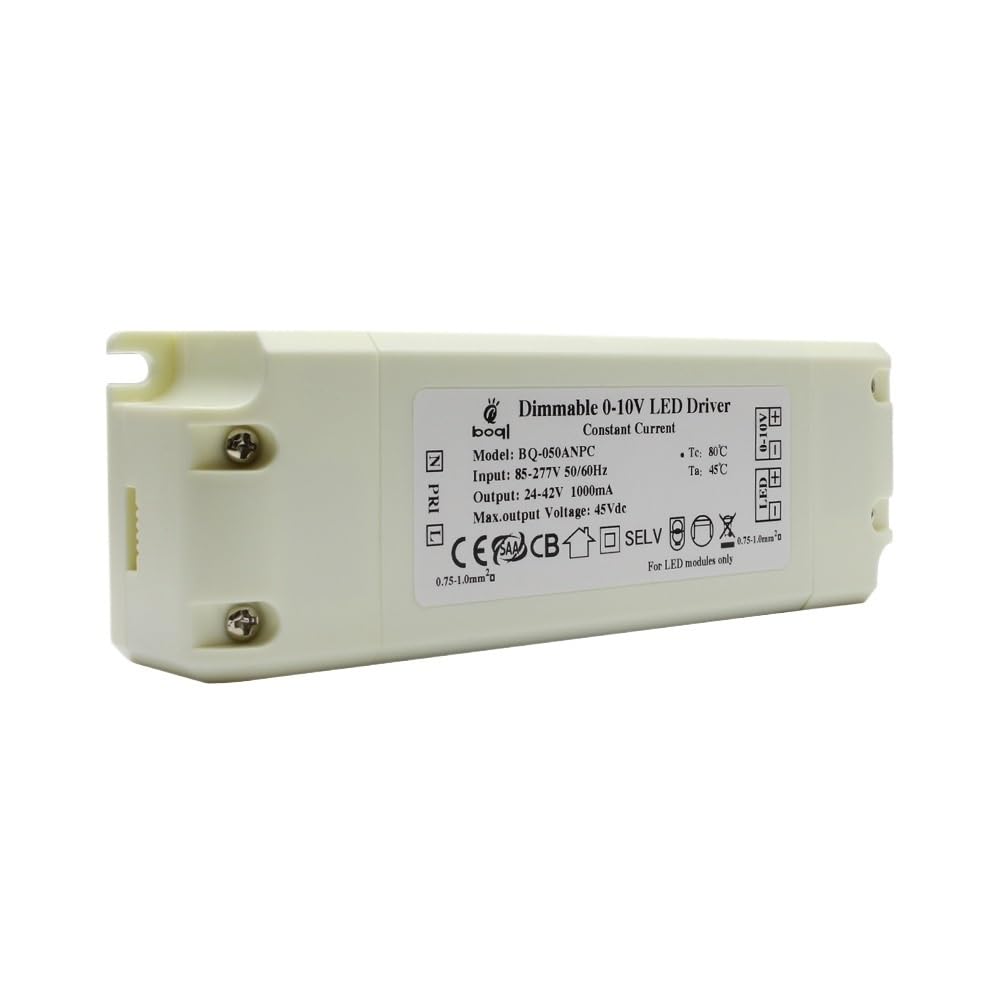 JVDDI LED Driver PWM0/1-10V Dimming Power Supply 30W40W45W High PF No Flicker External Constant Current Driver CETUV(BQ-050ANPC DC:24-42V 1A)