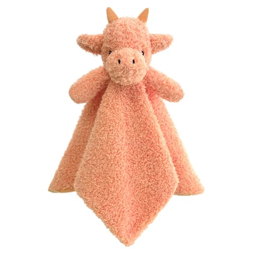 Image of Doindute Baby Orange Dragon Soft Stuffed Animal Security Blanket, Plush Dinosaur Character Lovey Blanket, Baby Shower/Nursery Gift, Newborn Infant Toddler Snuggle Blankie for Boys Girls, 14 Inches