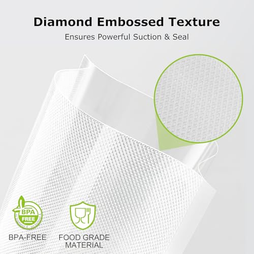 Image of Bonsenkitchen Vacuum Sealer Bags Rolls for Food, 2 Packs 11 inch x 20', Heavy-Duty Textured Material Bag, BPA-Free, Commercial-Grade, Custom-Length Bag for Food Storage & Sous Vide