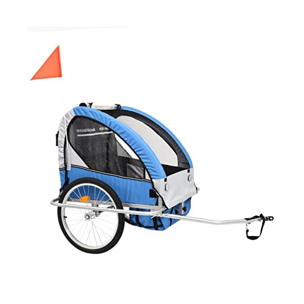 vidaXL Fahrradanhänger Jogger 2-in-1 Kinderanhänger Fahrrad Anhänger Kinderwagen Kinderfahrradanhänger für 1 oder 2… – Bild 3
