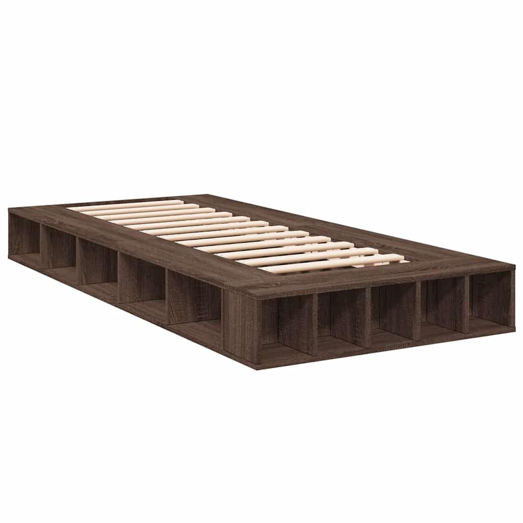 vidaXL Bed Frame, Bed Base for Bedroom Guest Room, Mattress Foundation for Single Bed, Bedstead, Brown Oak 90x190 cm Single Engineered Wood — image 1