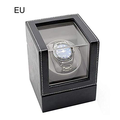HUVE Caja De Reloj De Enrollamiento Eléctrico De Cuero De Enrollador De Reloj Único Automático con Motor Silencioso Modos De Rotación Únicos 12 13 16 Cm