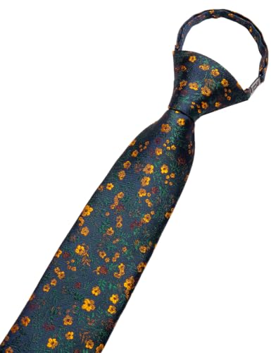 Image of Hi-Tie Boys Tie Pre-Tied Pocket Square Set Adjustable Kids Neckties Age 7-11 Years School UniForm Graduation