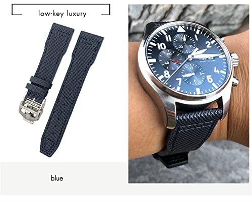 Bracelet de montre IWC Big Pilot nylon bleu et cuir de luxe