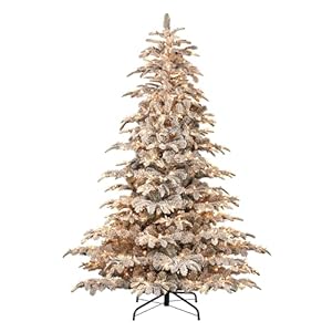 Puleo International 75 Foot Pre Lit Flocked Aspen Fir Artificial Christmas Tree with 700 UL Listed Clear Lights