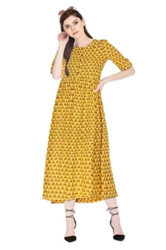 Image of Haute Curry by Shoppers Stop Womens Round Neck Printed Kurta