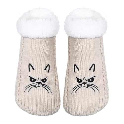 Image of ZYZX Cute Cat Slipper Socks for Women with Grips,Fuzzy Socks Indoor