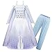 Produktbild O.AMBW Mädchen Prinzessin ELSA Kostüm Mädchen Eiskönigin Kostüm 2 ELSA Kleid Cosplay Party Kleid Weihnachten Verkleidung Set Halloween Fest Karneval Fasching Partei
