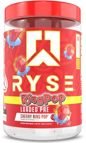 RYSE Loaded Pre Workout Powder - Ring Pop Cherry - Daily Pre-Workout for Men & Women with 325mg...