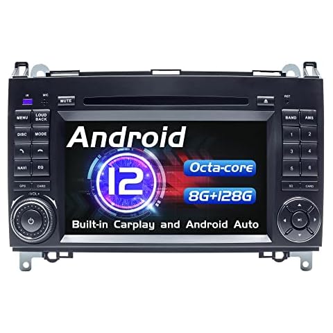 AneQu Android 12 Autoradio for Mercedes Benz Sprinter B200 Viano Vito W639 W169 W245 Octa Core 8 GB RAM 128GB ROM Car GPS Navigator Reversing Camera Built-in Carplay Android Auto Bluetooth (7 inch) Cover