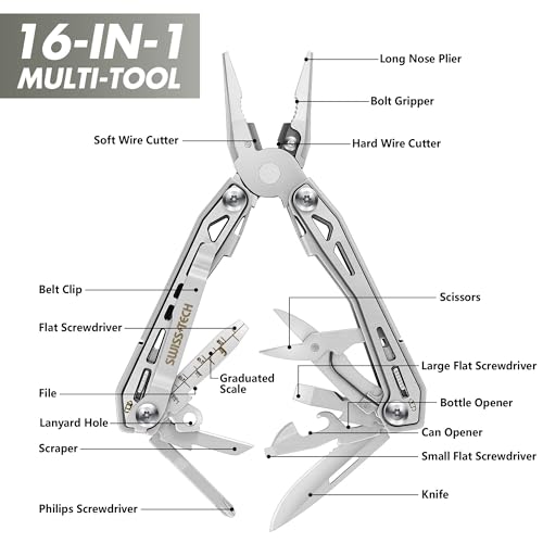 Swiss+Tech 16-in-1 Multi-Tool Pliers with Carry Bag - Image 3